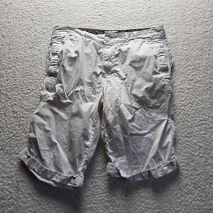 Gangster Cargo Shorts Mens 44 White Cotton Canvas Flat Front 10 Inseam Casual